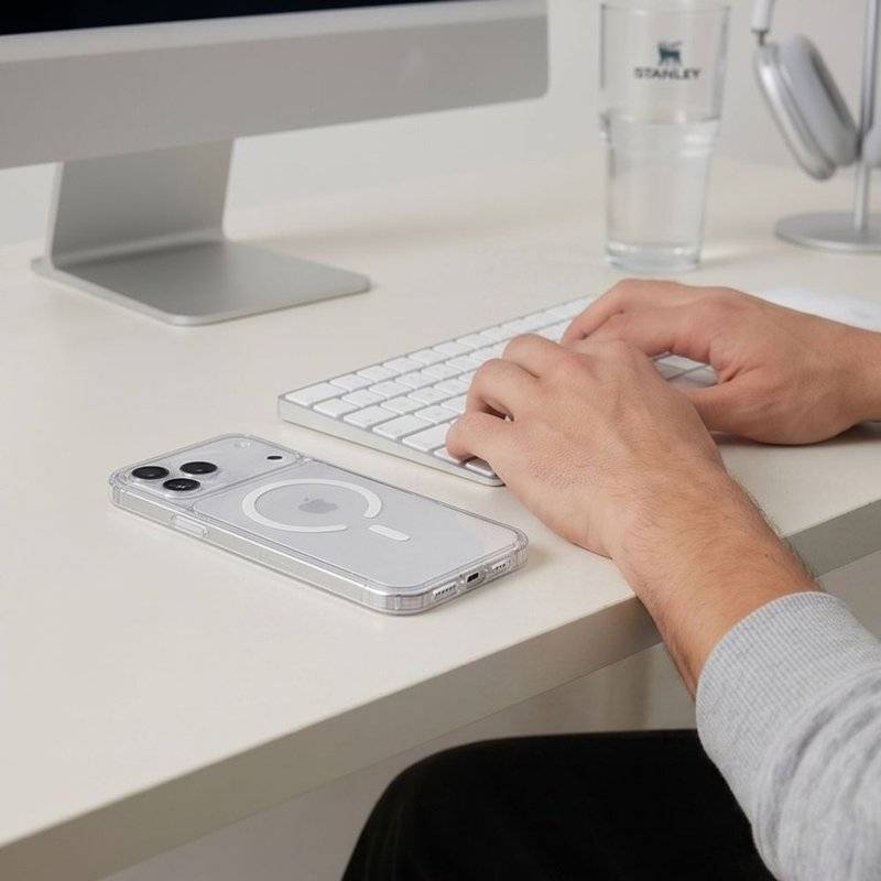 Magsafe Калъф за iPhone 18 Pro Max/ 17 Pro Max, Tech-Protect Flexair Hybrid Clear CC Case, Прозрачен (5)