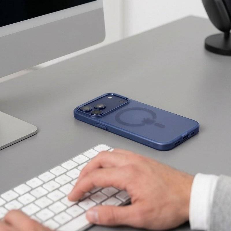 Magsafe Тънък Калъф за iPhone 18 Pro Max/ iPhone 17 Pro Max, Tech-Protect MagZero Case, Тъмно Син (7)