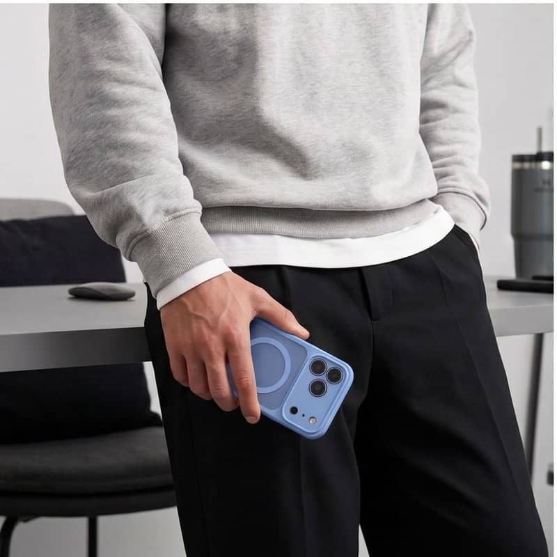 Magsafe Калъф за iPhone 18 Pro Max/ iPhone 17 Pro Max, Tech-Protect BasicMag Matte Case, Син (8)