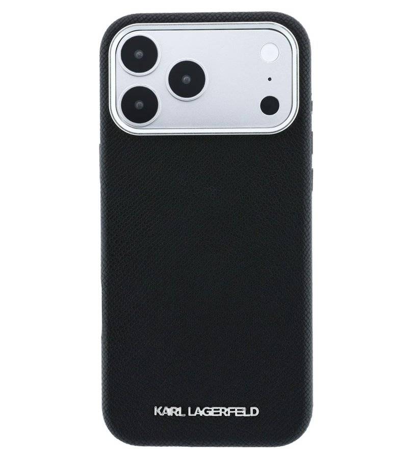 Magsafe Калъф за iPhone 18 Pro/ 17 Pro, Karl Lagerfeld Grained Leather Elongated Logo Case, Черен (3)