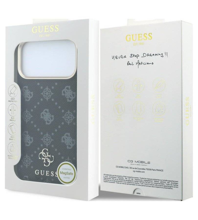 Magsafe Калъф за iPhone 18 Pro Max/ 17 Pro Max, Guess Peony 4G Small Logo Case, Черен (7)