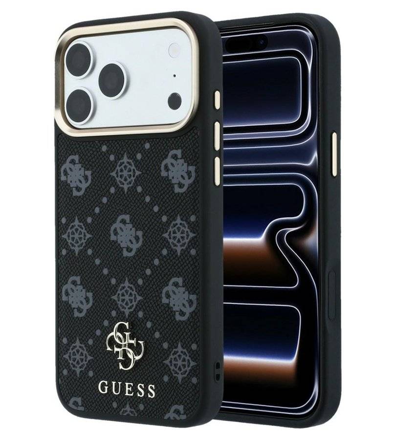 Magsafe Калъф за iPhone 18 Pro/ 17 Pro, Guess Peony 4G Small Logo Case, Черен