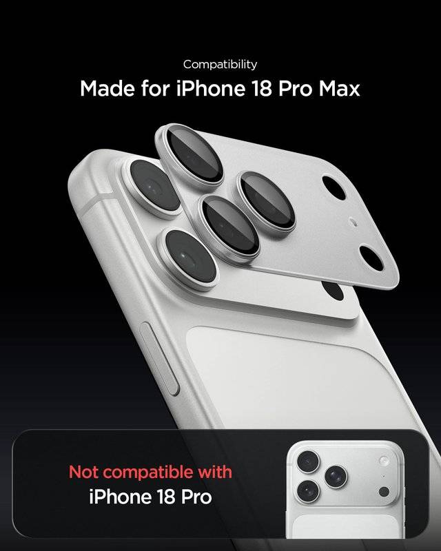 Протектор за Камерата на iPhone 18 Pro Max, Spigen EZ Fit Optik Pro XL Glas.tR, Сребрист (11)