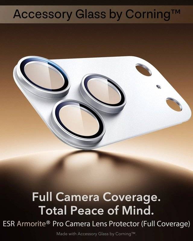 Протектор за Камерата на iPhone 18 Pro, ESR Armorite Pro Cam Glass, Сребрист (2)