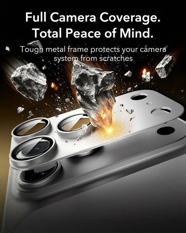 Протектор за Камерата на iPhone 18 Pro, ESR Armorite Pro Cam Glass, Сребрист (3)
