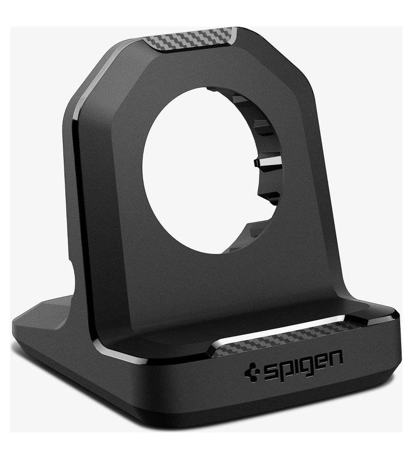 Поставка за Зарядното на Apple Watch, Spigen Rugged Armor TPU Stand, Черен (2)
