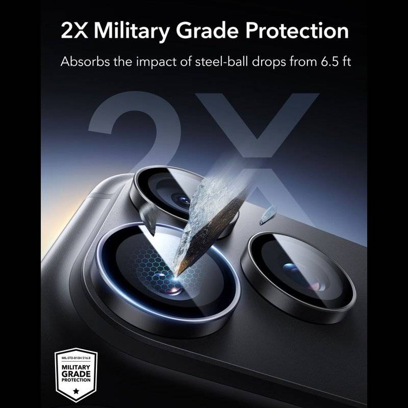 Протектор за Камерата на iPhone 18 Pro Max/ 18 Pro, ESR Armorite Camera Lens Glass, Черен (5)