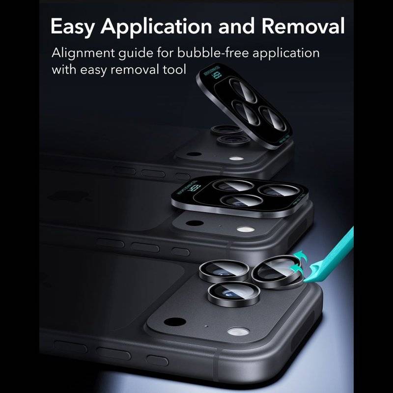 Протектор за Камерата на iPhone 18 Pro Max/ 18 Pro, ESR Armorite Camera Lens Glass, Черен (7)