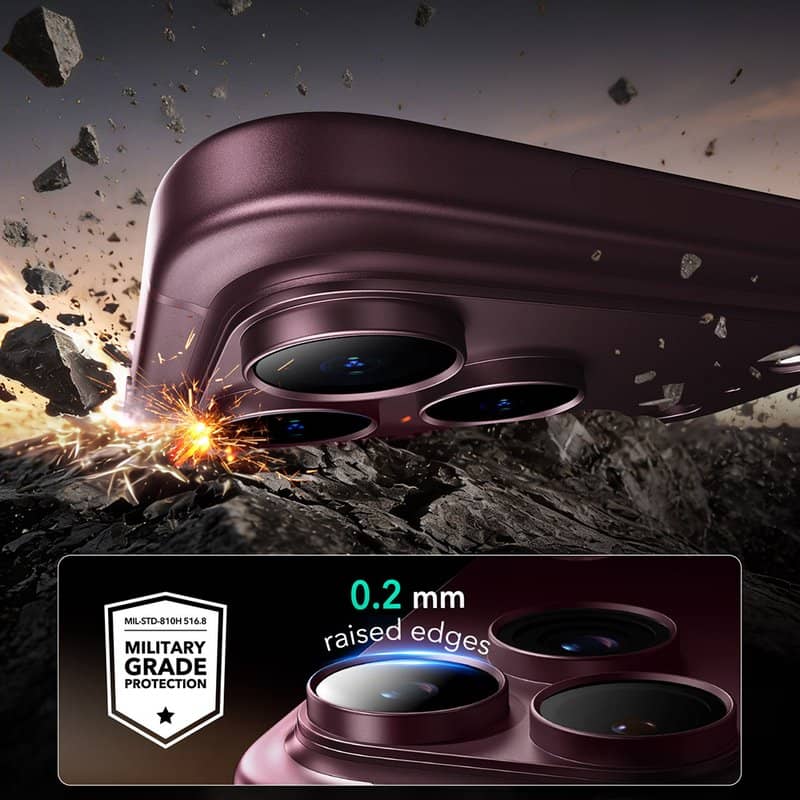 Протектор за Камерата на iPhone 18 Pro Max, ESR Armorite Pro Cam Glass Burgundy, Бордо (6)