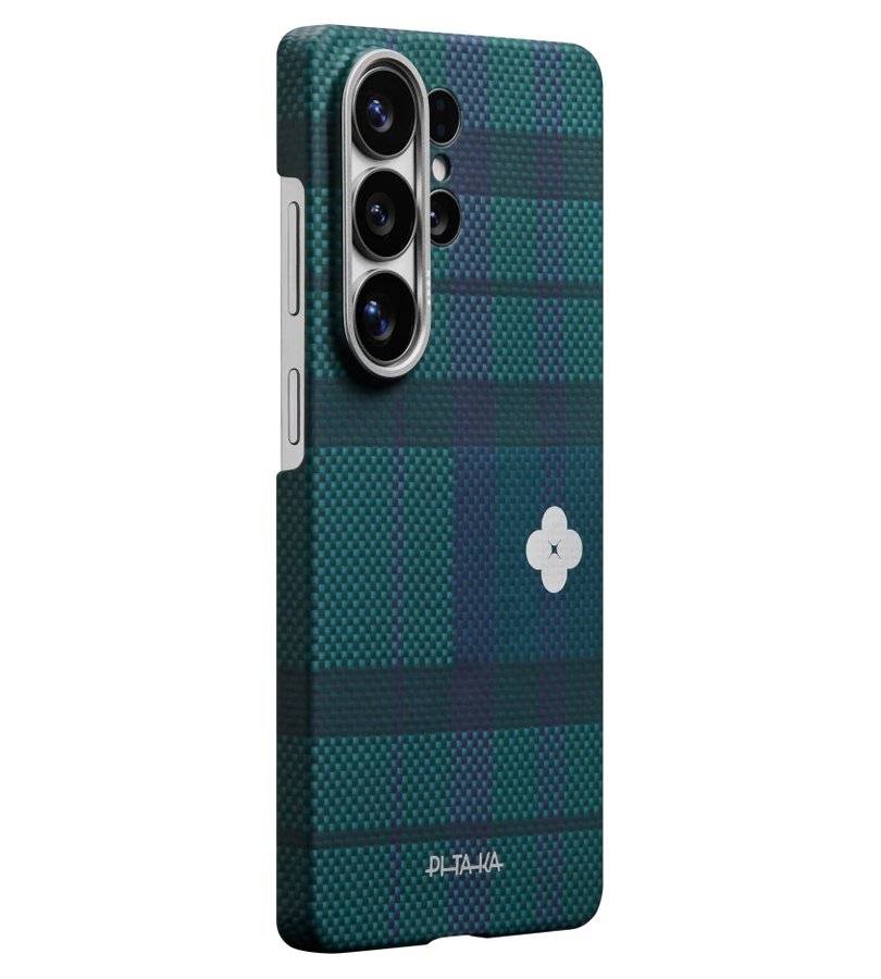 Magsafe Калъф за Samsung S26 Ultra, Pitaka Edge Flora in Grid Case Forest Dawn, Зелен