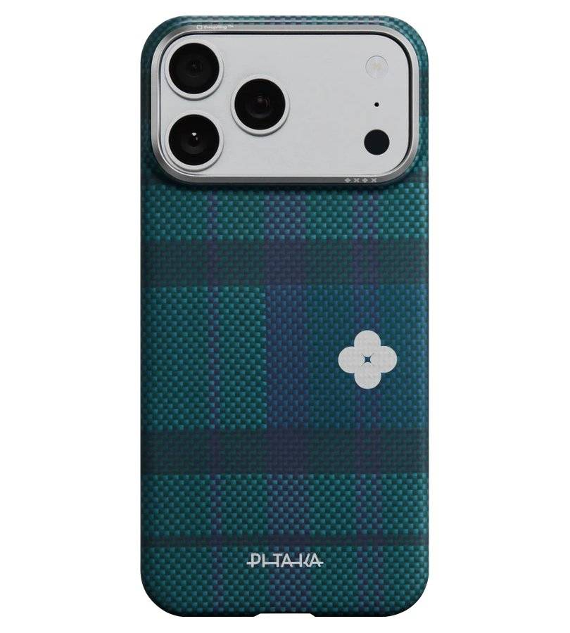 Magsafe Калъф за iPhone 17 Pro Max, Pitaka Edge Flora in Grid Case Forest Dawn, Зелен (2)