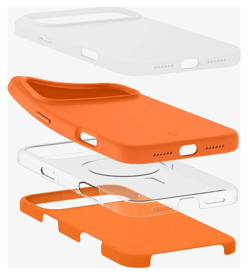 Magsafe Калъф за iPhone 17 Pro, Spigen Silicone Fit Mag Case, Оранжев (8)