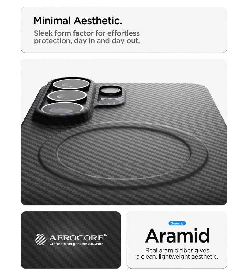 Magsafe Карбонов Калъф за Samsung S26 Ultra, Spigen Airskin Aramid Mag Case, Черен (11)