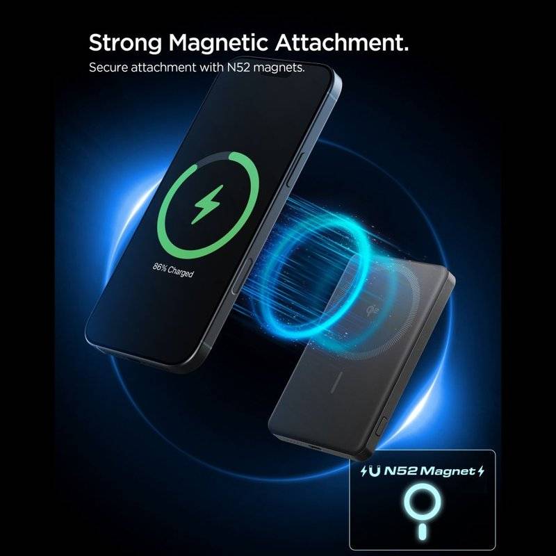 Magsafe Външна Батерия, Spigen Essential EA2205MQ 5000mAh Qi2, Черен (6)