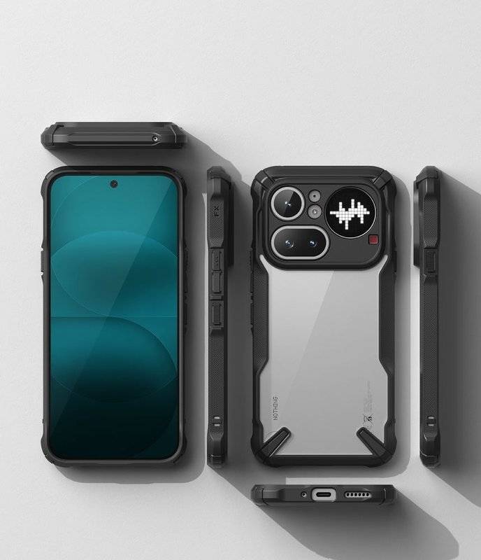 Противоударен Калъф за Notning Phone 4A Pro, Ringke Fusion X Case, Черен (5)