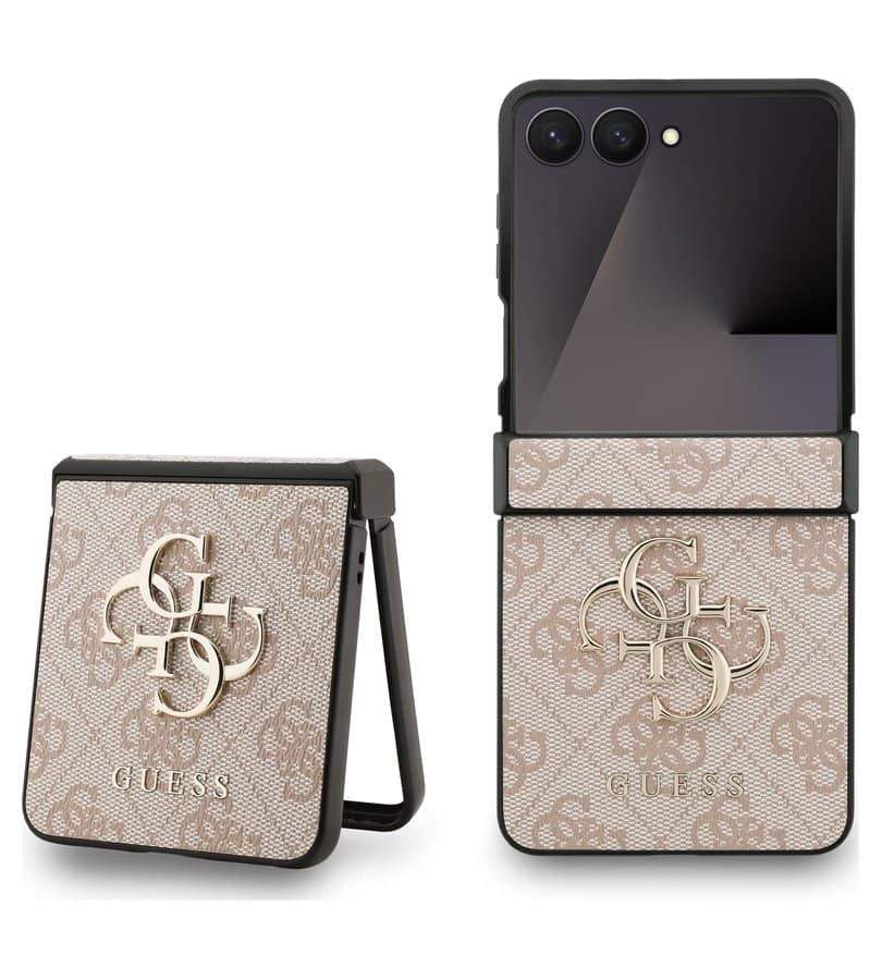 Кожен Калъф за Samsung Z Flip 7, Guess Leather 4G Metal Logo Case, Розов (2)