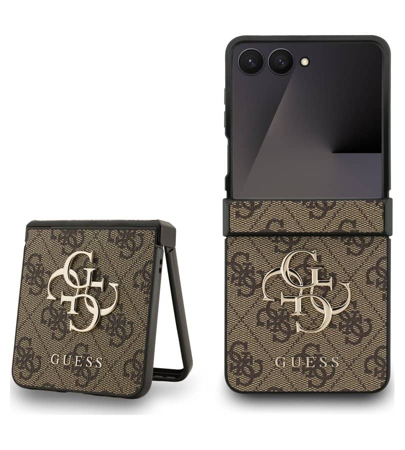 Кожен Калъф за Samsung Z Flip 7, Guess Leather 4G Metal Logo Case, Кафяв (2)