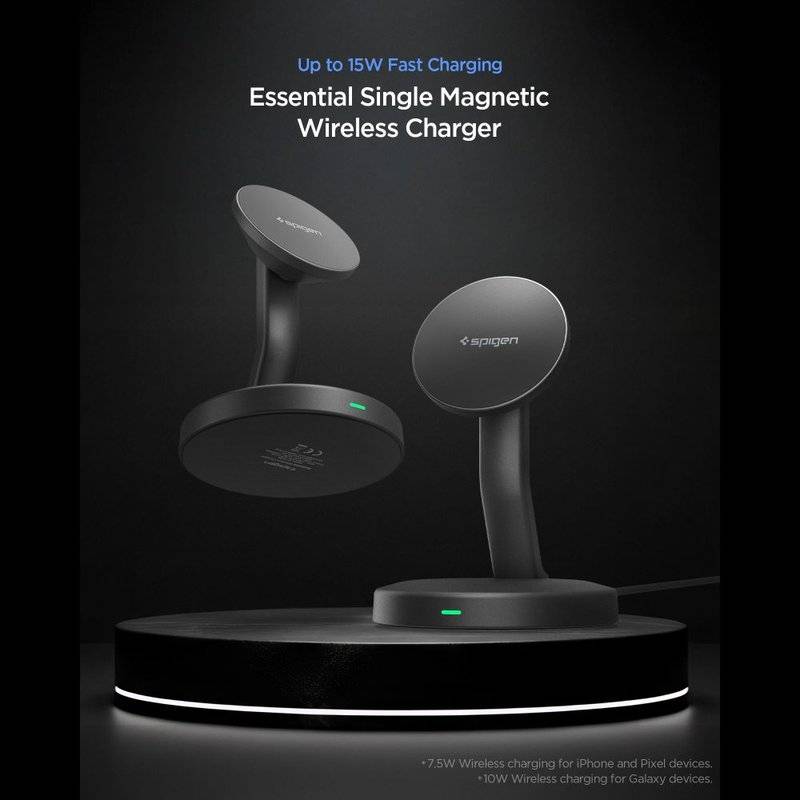 MagSafe Зарядно, Spigen EF151MS Essential Mag Fit Charger 15W, Черен (3)