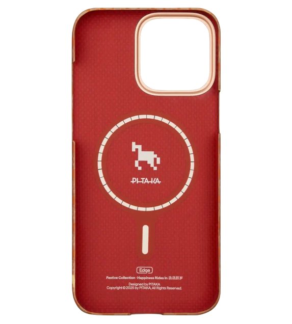 Magsafe Калъф за iPhone 16 Pro, Pitaka Edge Happiness Rides Case Amber, Оранжев (3)