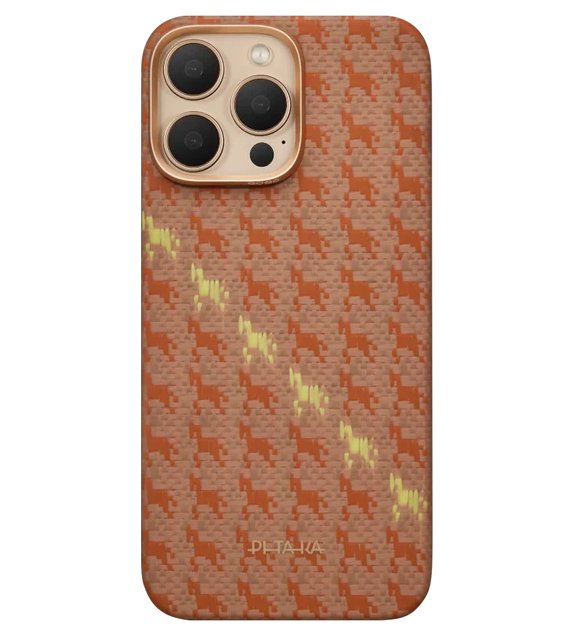 Magsafe Калъф за iPhone 16 Pro Max, Pitaka Edge Happiness Rides Case Amber, Оранжев (2)