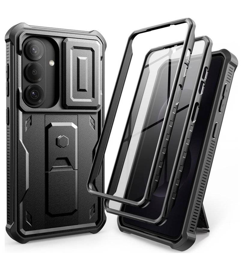 Противоударен Калъф 360 за Samsung S26, Tech-Protect Kevlar Cam+ 2-Set Case, Черен (2)