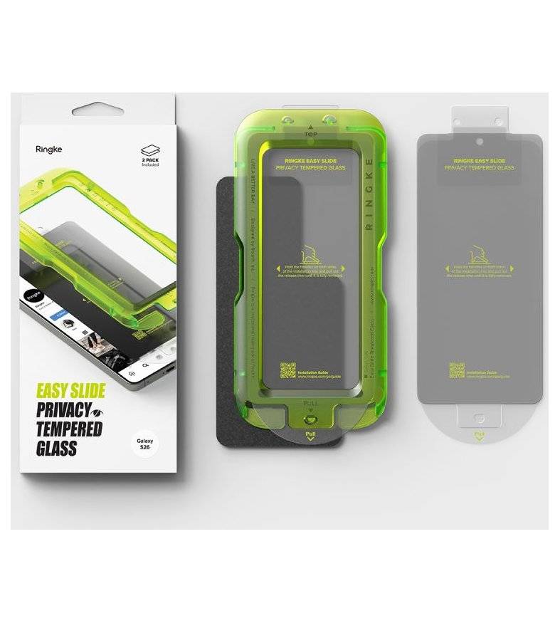 Затъмняващ Протектор за Samsung S26, Ringke Privacy Easy Slide Glass 2бр., Черен (7)