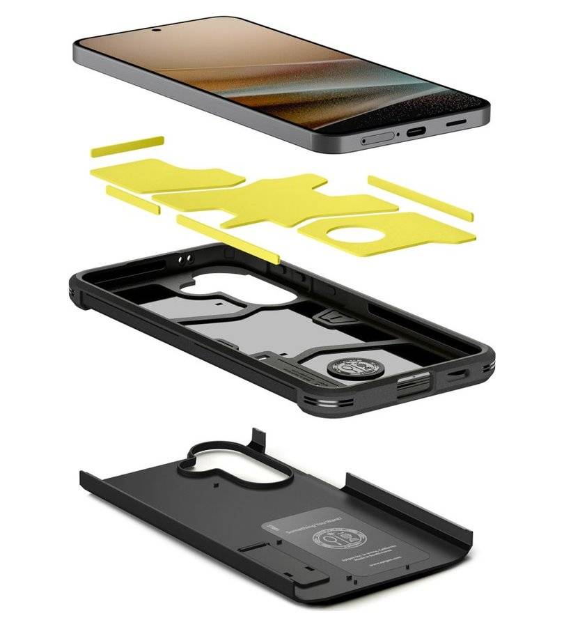 Калъф с Поставка за Samsung A57, Spigen Tough Armor Case, Черен (6)