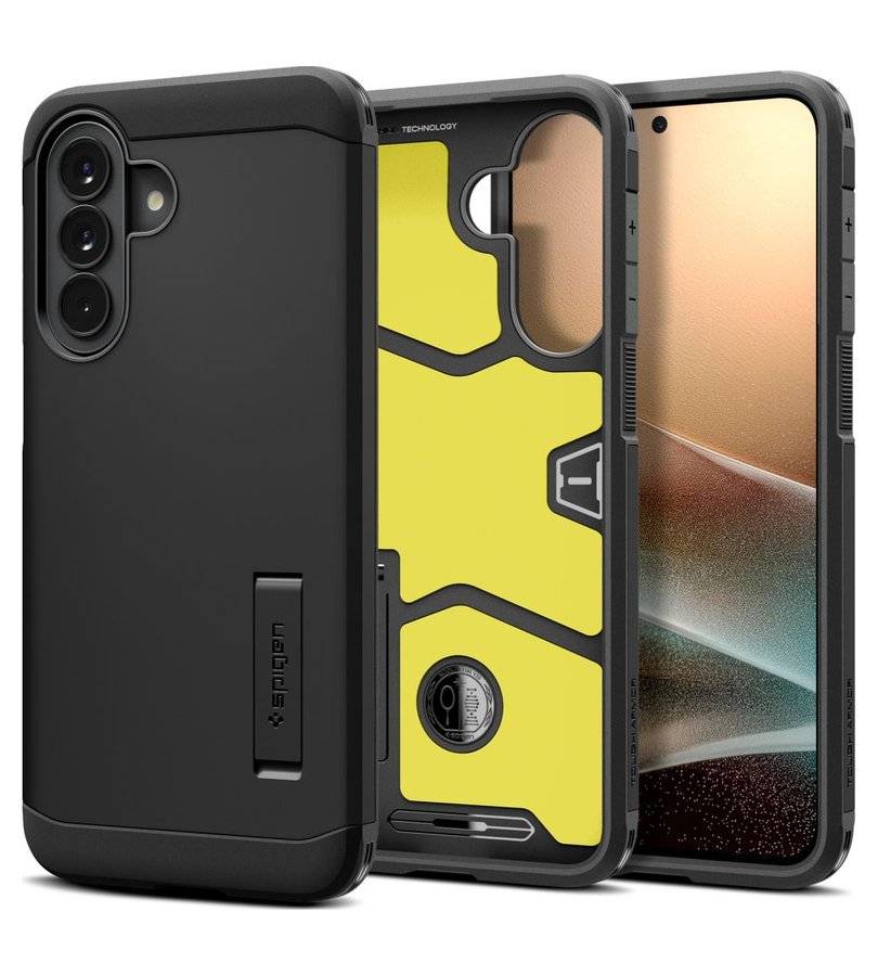 Калъф с Поставка за Samsung A57, Spigen Tough Armor Case, Черен