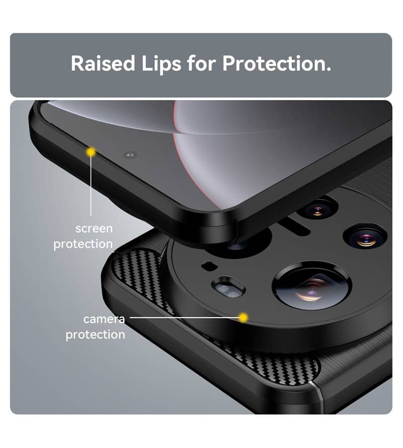 Противоударен Калъф за Xiaomi 17 Ultra, Premium Carbon Case, Черен (3)