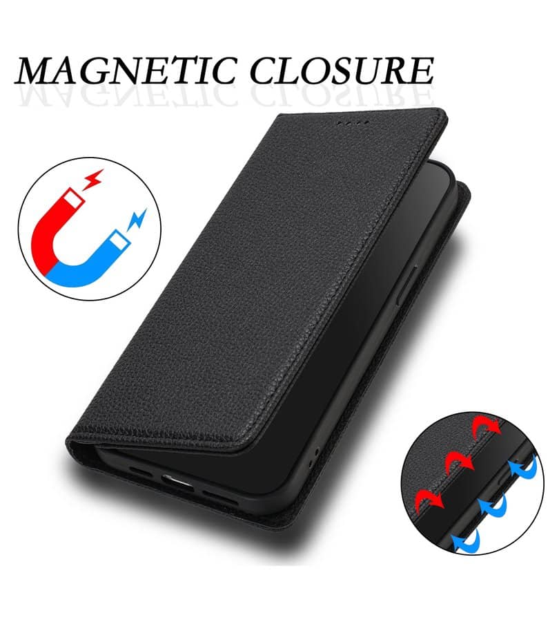 Кожен Калъф с Джобове за Xiaomi 17, Rfid Wallet Case, Черен (4)