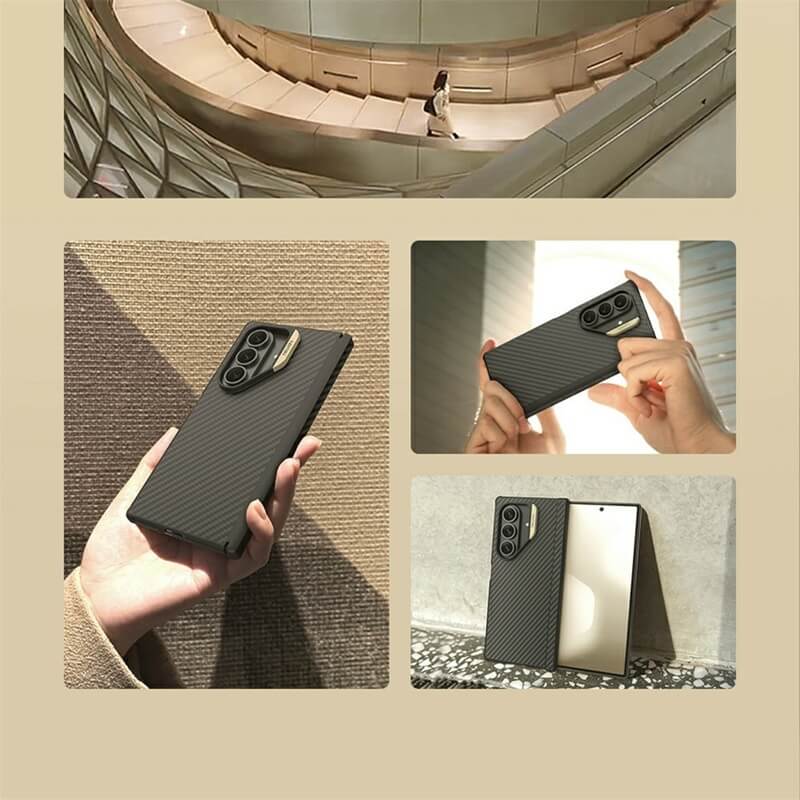 Magsafe Калъф за Samsung Z Fold 7, Nillkin Synthetic Aramid Fiber CarboProp Case, Черен (4)