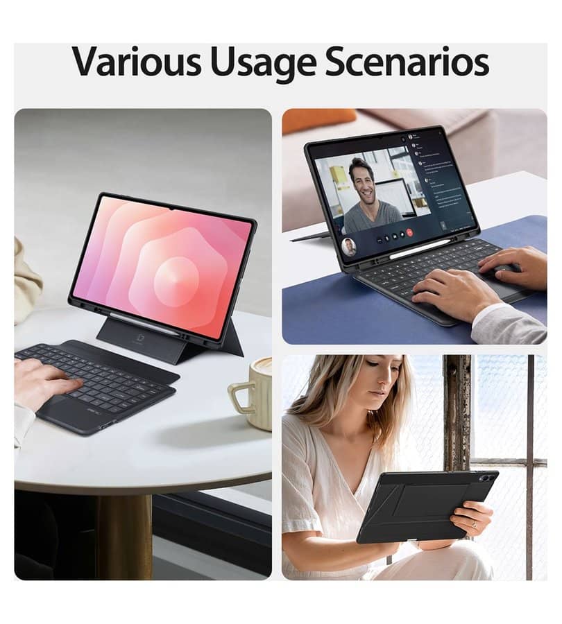 Калъф с Клавиатура за Samsung Tab S11 Ultra, Dux Ducis Keyboard 2in1 Case, Черен (5)