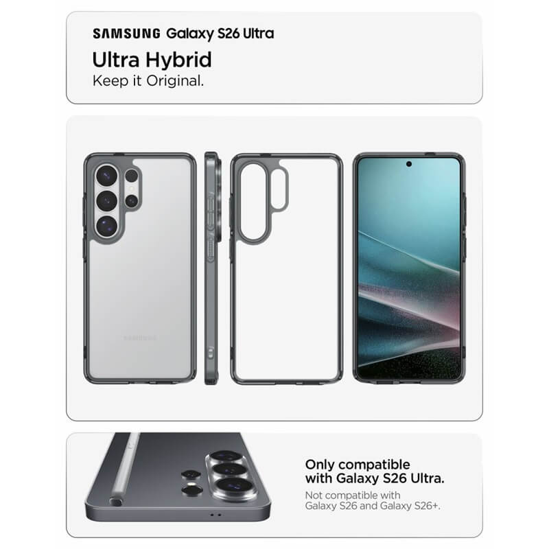Противоударен Калъф за Samsung S26 Ultra, Spigen Ultra Hybrid Space Case, Черен (6)