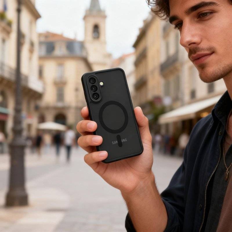 Magsafe Калъф за Samsung A57, Tech-Protect MagMat Case, Черен (4)
