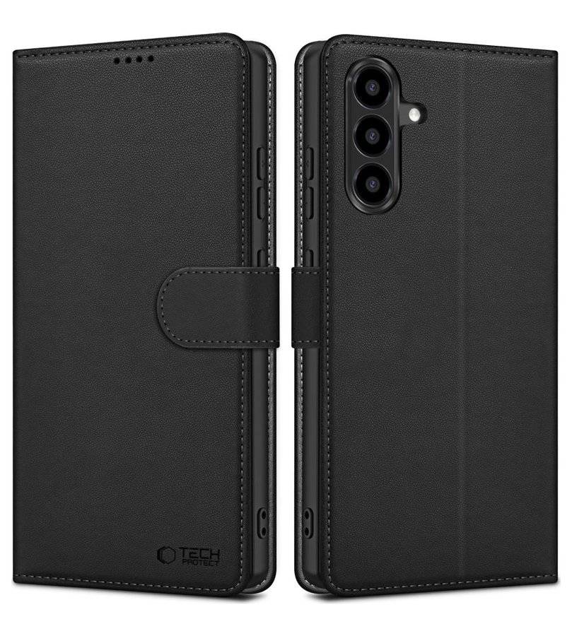 Кожен Калъф с Джобове за Samsung A37, Tech-Protect Wallet Book Case, Черен