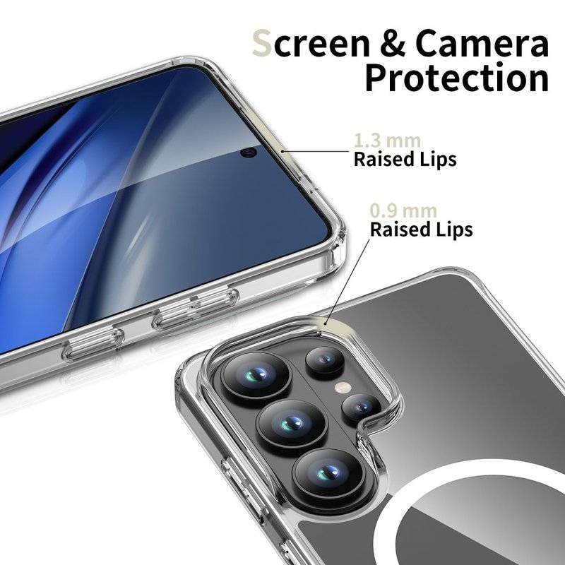 Magsafe Калъф за Samsung S26 Ultra, Tech-Protect Hybrid FlexAir Clear Case, Прозрачен (4)