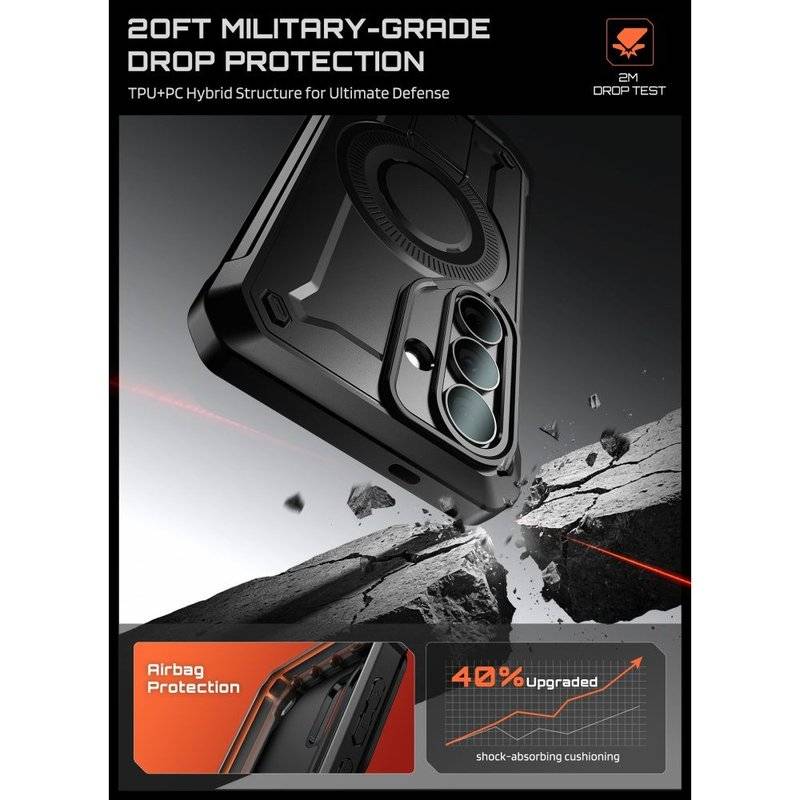 Magsafe Противоударен Калъф за Samsung S26, Supcase UB Pro Mag, Черен (3)