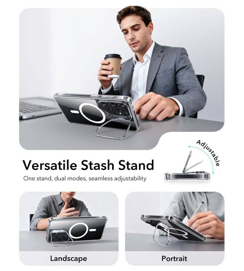 Magsafe Калъф за Samsung S26 Ultra, ESR Classic Hybrid Kickstand Magnetic Case, Прозрачен (5)