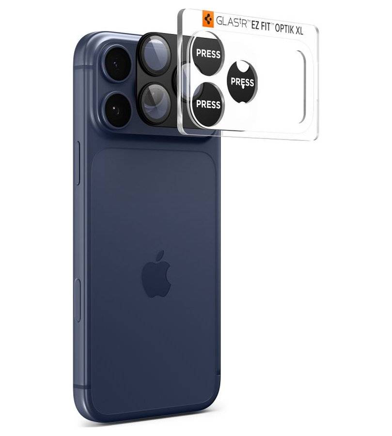 Протектор за Камерата на iPhone 17 Pro Max, Spigen EZ Fit Optik Pro XL Glass tR, Черен (4)