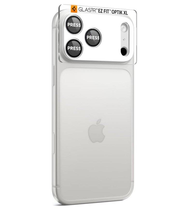 Протектор за Камерата на iPhone 17 Pro, Spigen EZ Fit Optik Pro XL Glass tR, Сребрист (4)