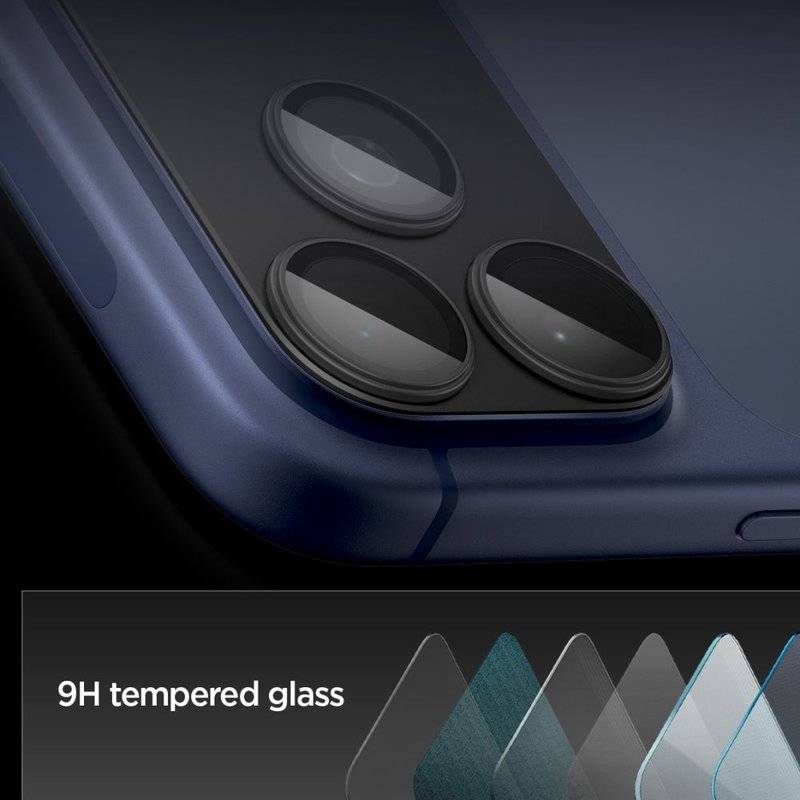 Протектор за Камерата на iPhone 17 Pro, Spigen EZ Fit Optik Pro XL Glass tR, Черен (8)