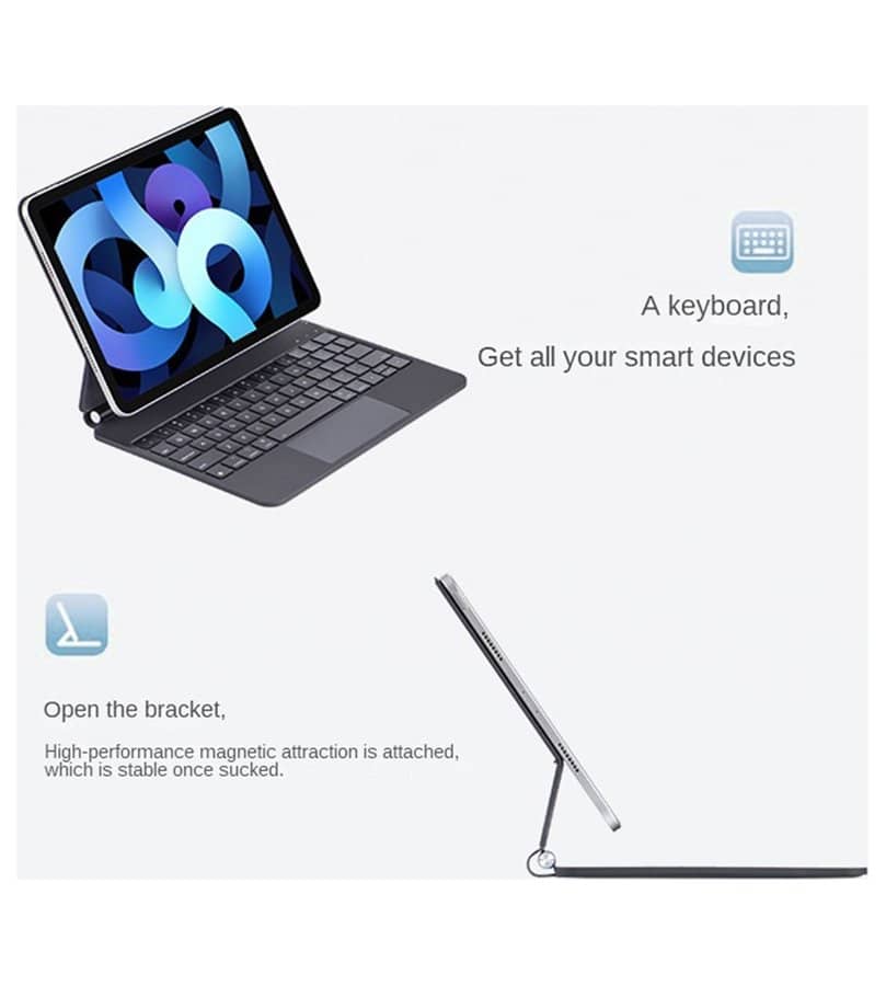Калъф с Клавиатура и Тъчпад за iPad Pro 11 2025-2024, Magnetic Keyboard Case, Черен (9)