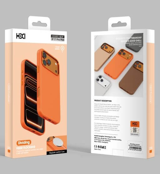 Magsafe Калъф за iPhone 17 Pro Max, HDD Diving Leather Mag Case, Оранжев (4)