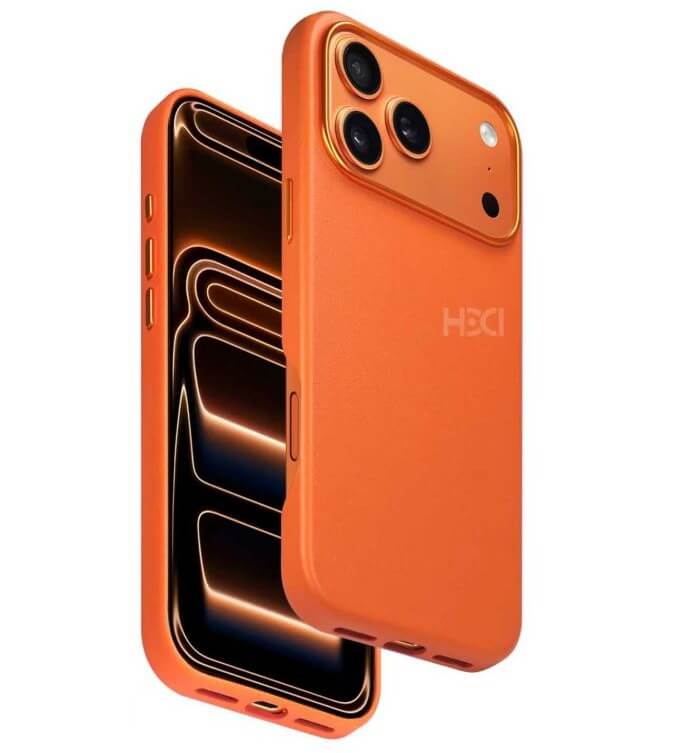 Magsafe Калъф за iPhone 17 Pro, HDD Diving Leather Mag Case, Оранжев
