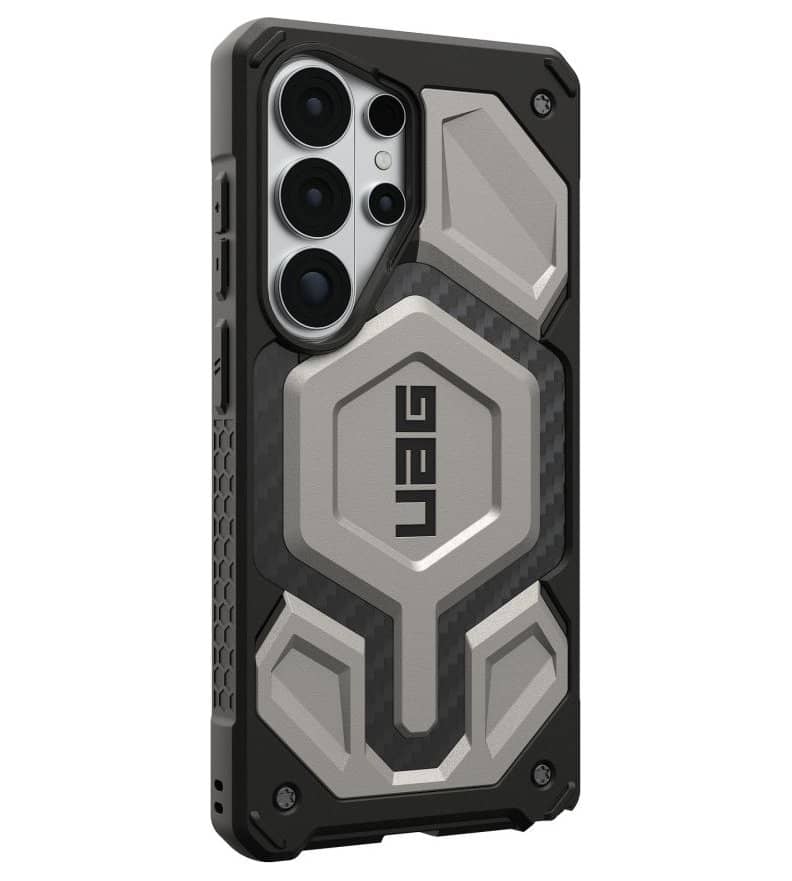 MagSafe Противоударен Калъф за Samsung S26 Ultra, UAG Monarch Pro Carbon Fiber Case Tiatanium, Сив (2)