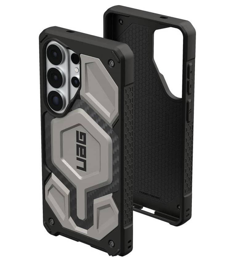 MagSafe Противоударен Калъф за Samsung S26 Ultra, UAG Monarch Pro Carbon Fiber Case Tiatanium, Сив (6)