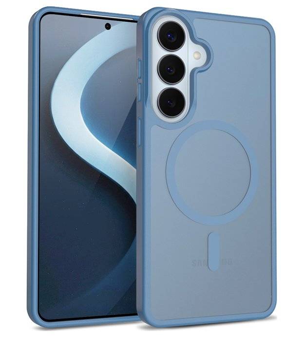 Magsafe Калъф за Samsung S26, Crong Hybrid Matte Magnetic Case, Син