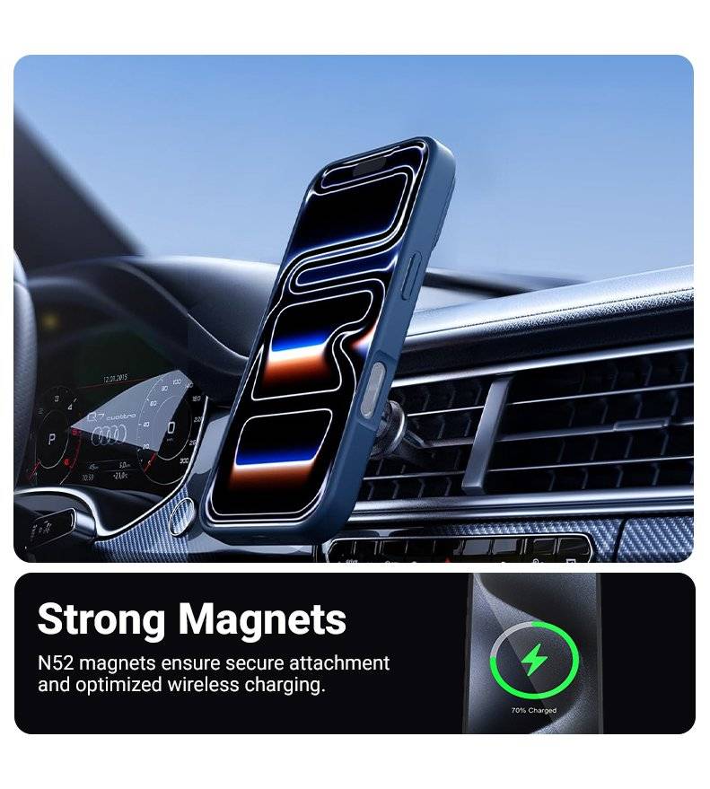 Magsafe Калъф за iPhone 17 Pro, Crong Hybrid Matte Magnetic Case, Тъмно син (2)