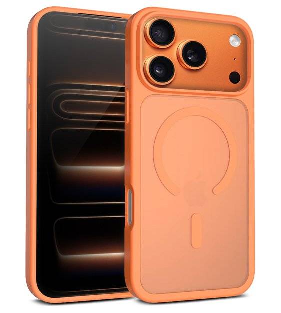 Magsafe Калъф за iPhone 17 Pro Max, Crong Hybrid Matte Magnetic Case, Оранжев