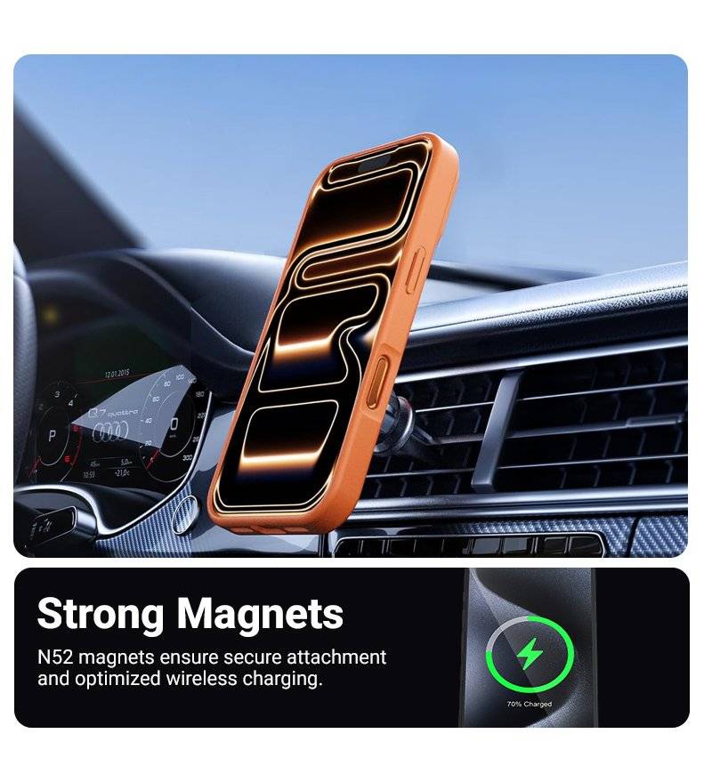 Magsafe Калъф за iPhone 17 Pro Max, Crong Hybrid Matte Magnetic Case, Оранжев (2)